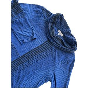 Habitat Size M Blue Cowl Neck Tunic Top Crinkle Textured Rayon Flowing Blue Wave